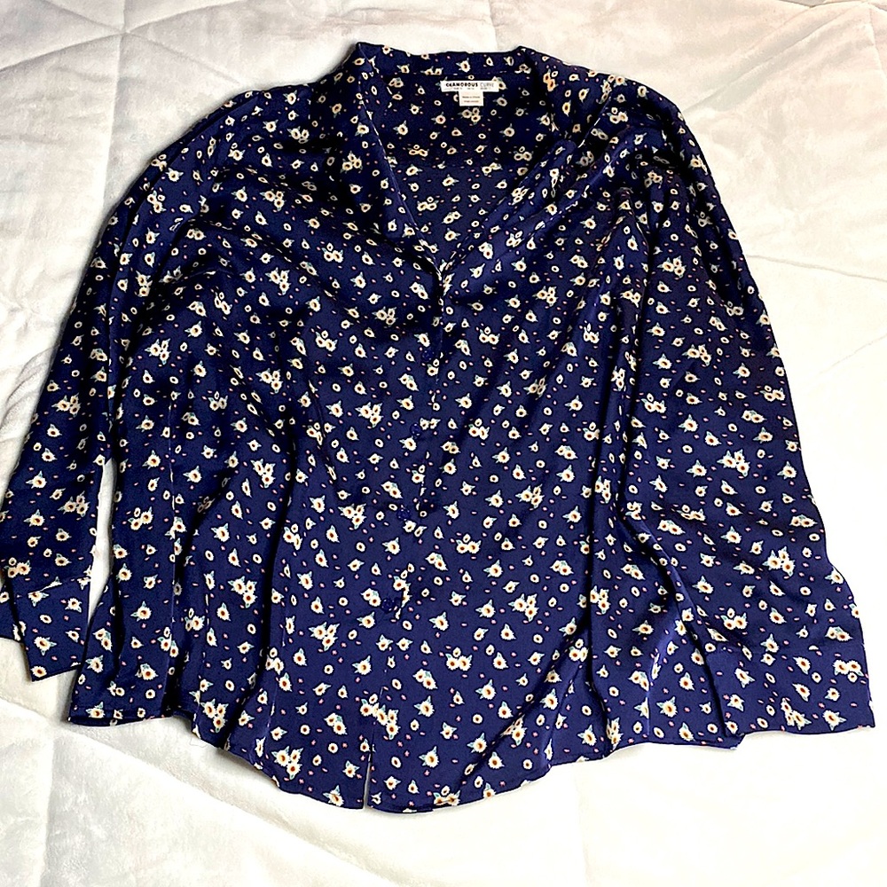 ASOS Curve | Revere collar blouse in vintage floral print satin 💕